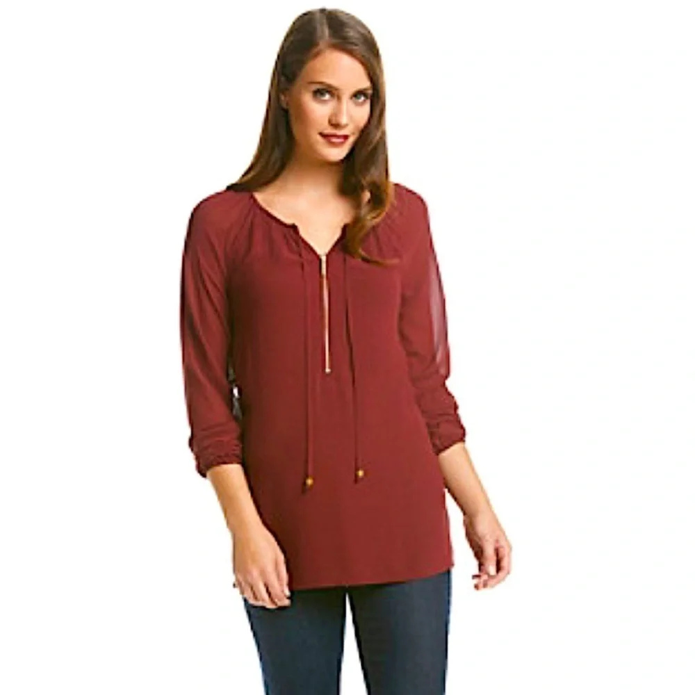❤️ MICHAEL KORS front zip Blouse Size small / P